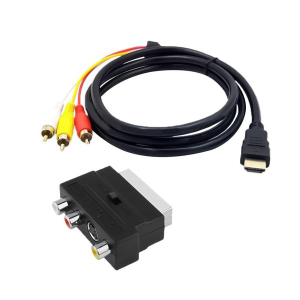 

1080p copper hd to rca cable male 3rca av composite connector adapter transmitter for tv hdtv audio extension cord cables & connectors