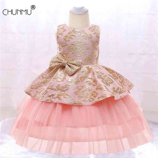 Flower Girls Dress da sposa Baby Christens Torta es per occasione di festa Bambini 1 anno Ragazza Compleanno 210508