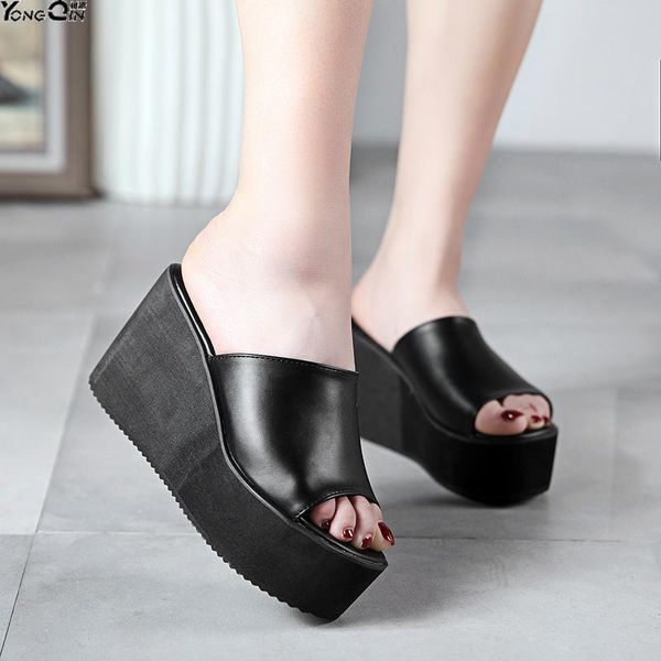 

summer wedge high-heeled sandals women's shoes, Black