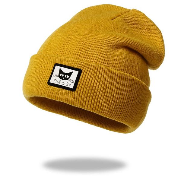 

beanies 2021 autumn winter fashion trendy knitted hat woman pullover patch cute cat ski beanie for men