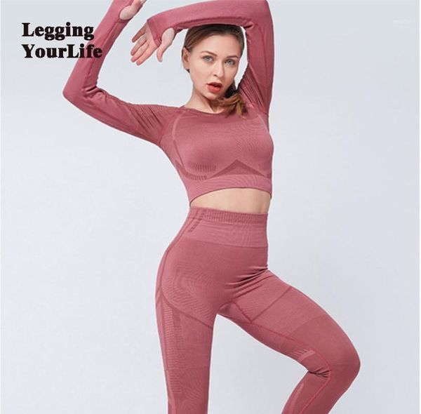

yoga outfit set seamless ensemble thumb hole sport suit women sportswear fitness workout gym wear running clothing tracksuit