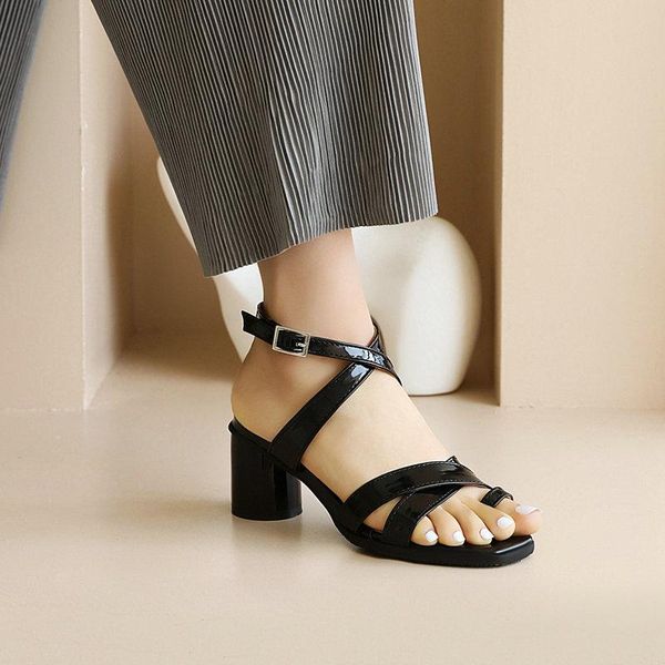 

sandals 2021 summer fashion simple pure color single shoes casual, Black