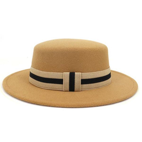 

wide brim hats fedora hat men women flat belt band solid red green black white winter autumn gentlemen formal dress felted, Blue;gray
