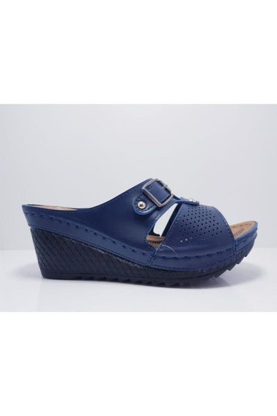 

slippers women's navy blue wedges, Black