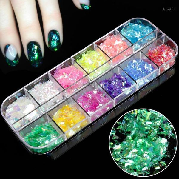 

grid/set holographic nail glitter flakes sparkly 3d thin irregular sequins gel polish decorations for art accessories1, Silver;gold