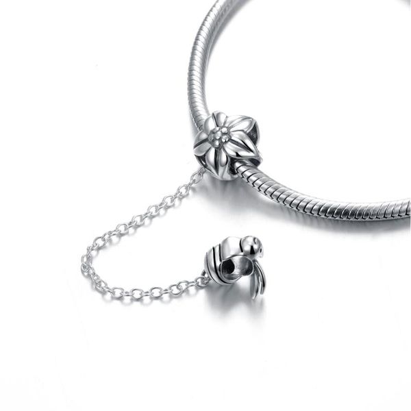 

other 100% 925 sterling silver pan safety chain love surrounds fix buckle bead collocation bracelet diy jewelry