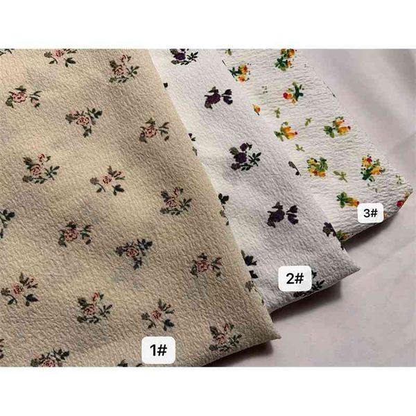 

new products of spring and summer 2021 polyester dark lattice bubble floral print women's children's wear shirt skirt fashion fabr, Black;white