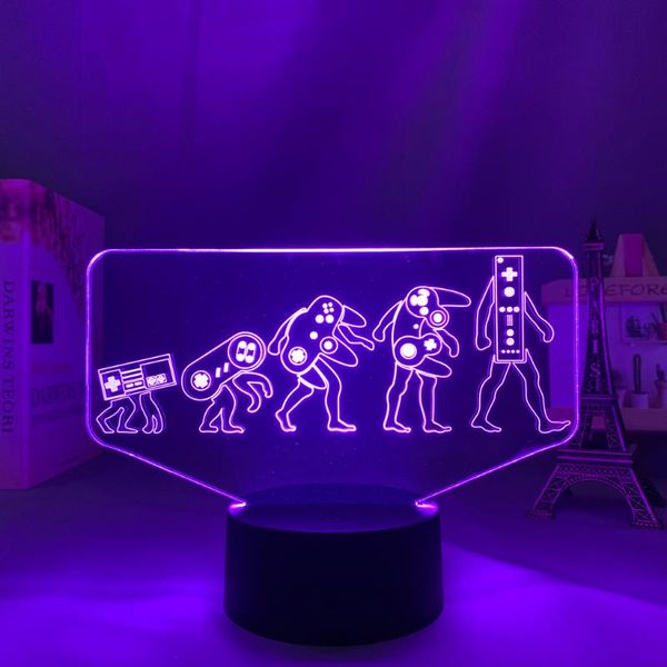 

night lights acrylic 3d lamp gamepad evolution nightlight for bedroom game room decor cool kids birthday gift led light controller