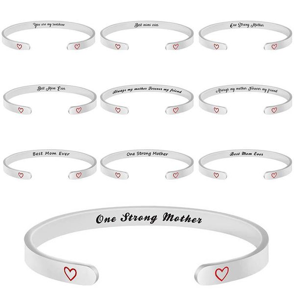 

bangle bracelet mother day family gift thanksgiving christmas birthday custom lettering diy creative stainless steel, Black