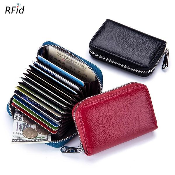 

card holders men holder genuine leather female women wallet male zipper, Brown;gray