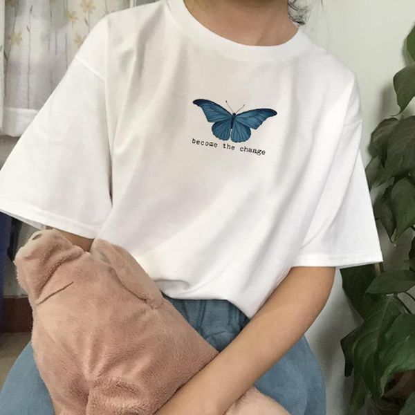 

butterfly summer ins vintgae letter women t shirt print fashion tees harajuku ulzzang loose white punk female plus size