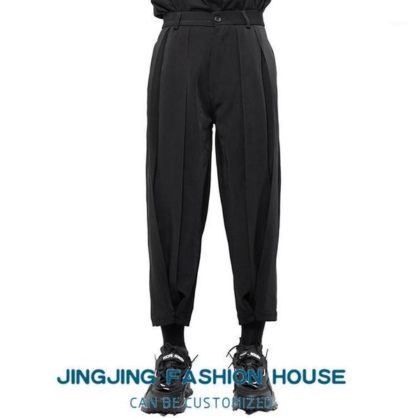 

men's pants s-6xl2021 casual nine cent closed small foot pleated black