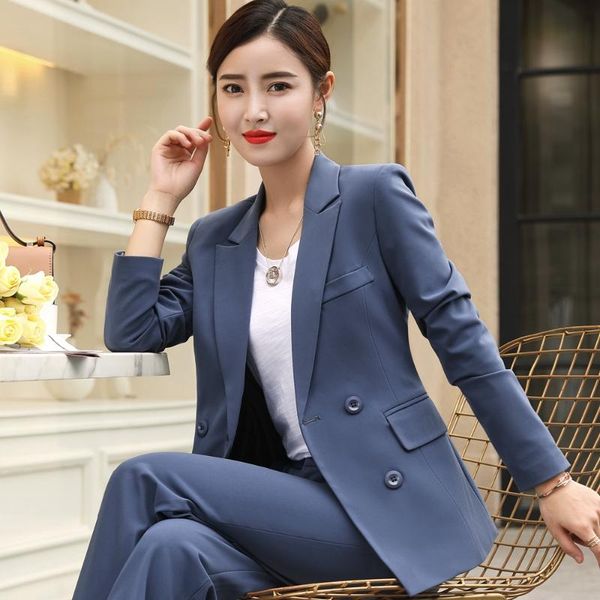 

women's suits & blazers fmasuth woman lady suit office women jacket buttons full sleeve slim pant femme outwear blazer feminino qyc88-9, White;black