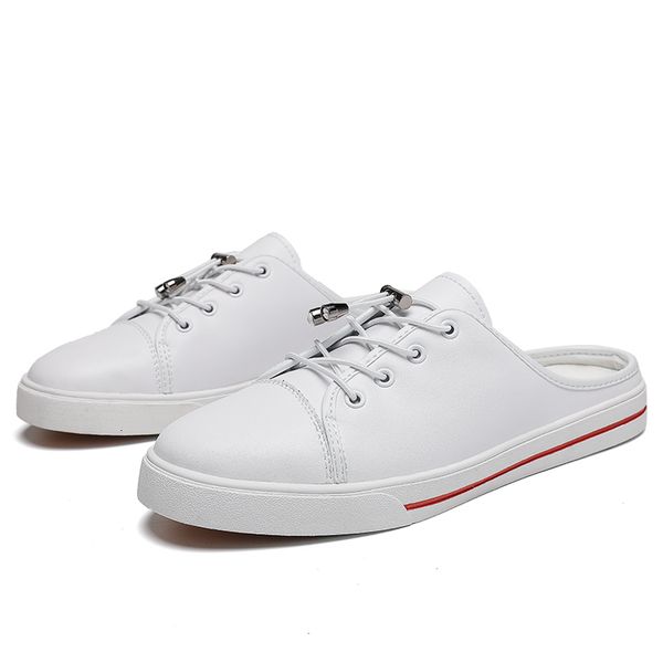 

slippers novo clÃ¡ssico meia arrastar sapatos de couro genuÃ­no dos homens respirÃ¡vel calÃ§ados ao ar livre alta qualidade chinelos feitos Ã mÃ£, Black