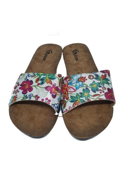 

slippers z-07531-white flower, Black
