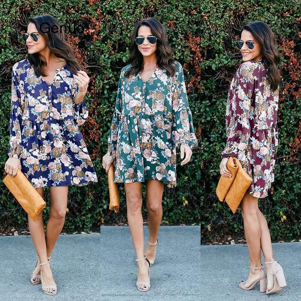 

long sleeve printed dress plus size women's clothing 2021 casual dresses, Black;gray