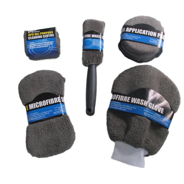 

pcs auto care car wash cleaning kit include 3* microfiber towels, applicator pads, sponge, glove, wheel brush sponge