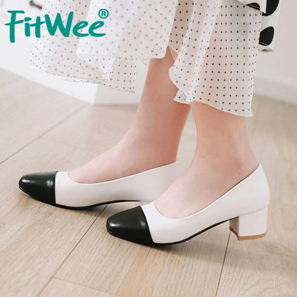

dress shoes fitwee office ladies pumps spring party high heel woman wedding mixed color square toe casual size 32-45, Black