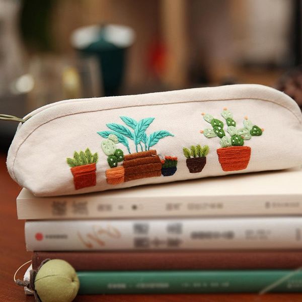 

other arts and crafts diy cross stitch flower embroidery kit needlework pencil bag handmade makeup storage sewing art handicraft gift unfini