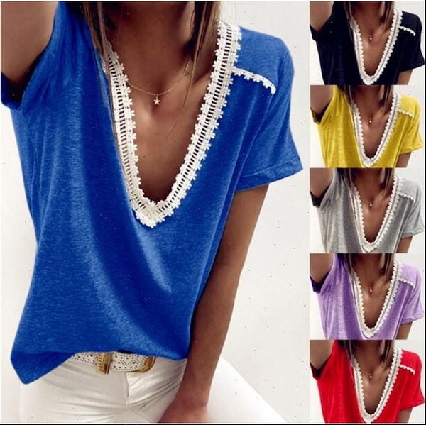 

star tees big large womens t shirt v neck summer beboho cotton casual femme hole out lace ladies, White
