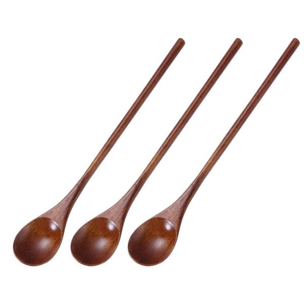 

spoons 3 pieces eco friendly natural wooden spoon set for eating mixing stirring cooking coffee demitasse tea dessert