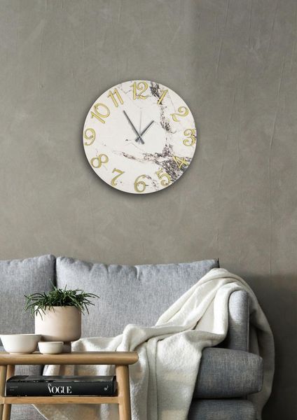 

wall clocks latin gold marble wooden circular clock stylish and modern design living room bedroom office luxury silent mechanism