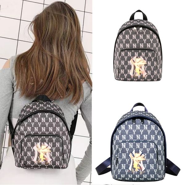 

korean ml + cowboy backpack n old flower ins trend couple bag leisure schoolbag