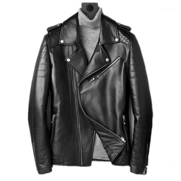 

men's leather & faux genuine jacket autumn winter men real sheepskin coat for streetwear motorcycle jackets l18-2200 my1683, Black