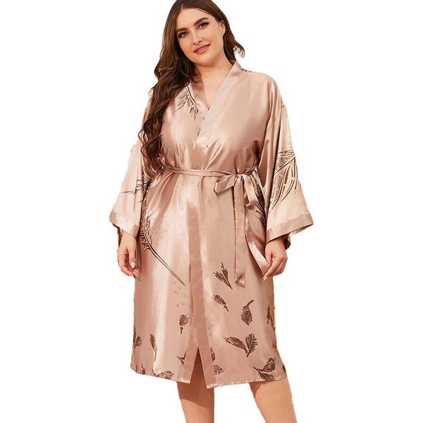 

women's sleepwear satin silky kimono bathrobe gown nigthgown oversized 3xl women robe printed bridal wedding negligee, Black;red