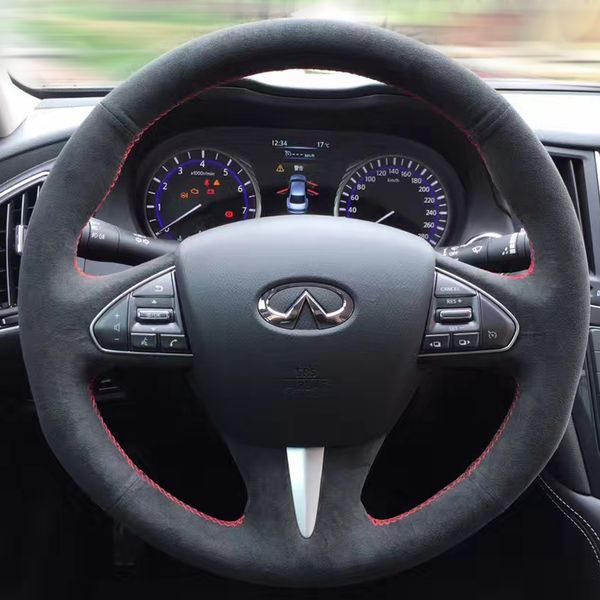 

for infiniti q50l qx50 diy custom leather suede car interior steering wheel cover