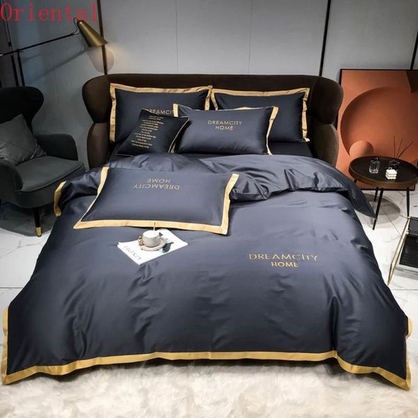 

svetanya nordic dark grey solid cotton embroidery el linens fitted sheet  ru europe bedding set duvet cover sets