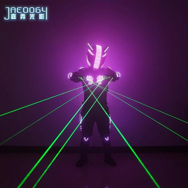 

party decoration green laser gloves led color robot clothing stage dance luminous clothes halloween fluorescent flashing helmet props