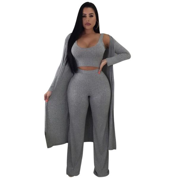 

women's two piece pants 2021 casual tracksuit women 3 pieces sets and long party clubwear outfits autumn winter sleeve sexy, White