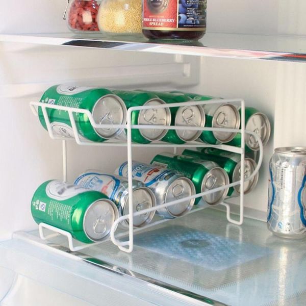 

hooks & rails kitchen refrigerator fresh drink beer cola storage rack solid double-layer finishing shelf beverage