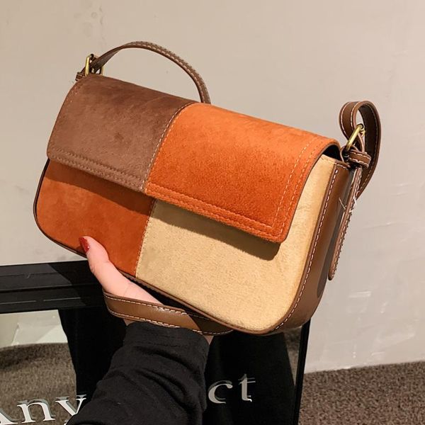 

evening bags high-quality ladies retro hit color messenger bag 2021 autumn and winter handbags all-match frosted one-shoulder armpit