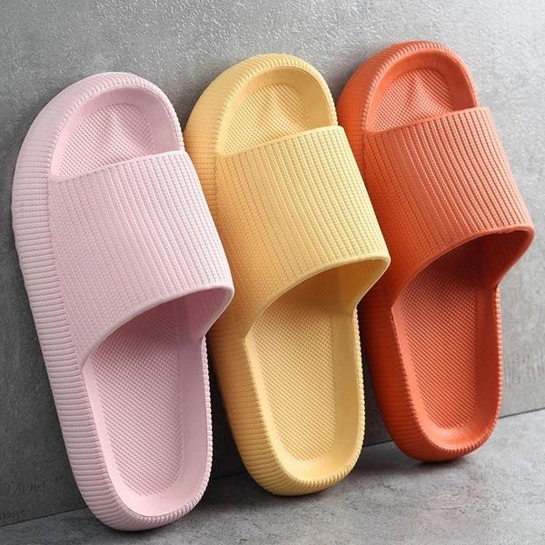 

home soft slippers ladies/men thick bottom indoor bathroom non-slip deodorant silent women slides, Black