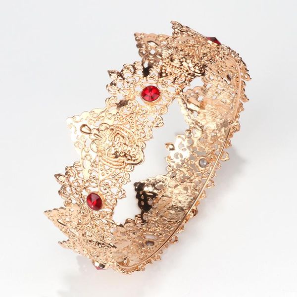 

hair clips & barrettes baroque bridal tiaras queen king full round gold red rhinestone alloy crown for women men wedding headdress accessori, Golden;silver