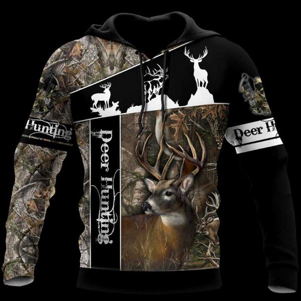 

men's hoodies & sweatshirts camouflage 3d hoodie women's outdoor deer pattern camping hunting hooded jacket zipper 9, Black
