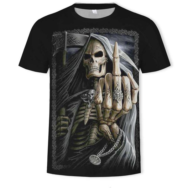 

summer trend skull men's t-shirt 3d digital printing short sleeve customized, White;black