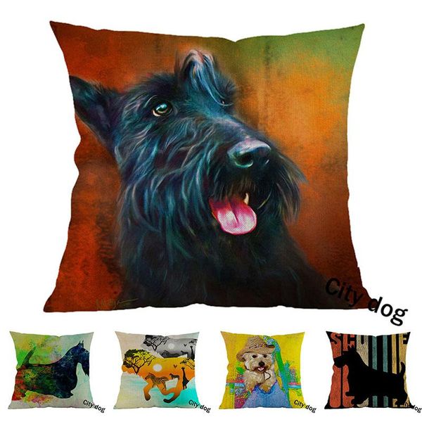 

cushion/decorative pillow scottish terrier dog painting pographs home decorative sofa thro 45*45cm case watercolor cushion cover