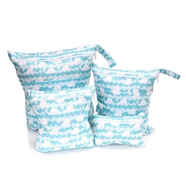

diaper bags 4 pcs/set fashion print baby storage reusable washable travel nappy pouch waterproof wet dry cloth organizer