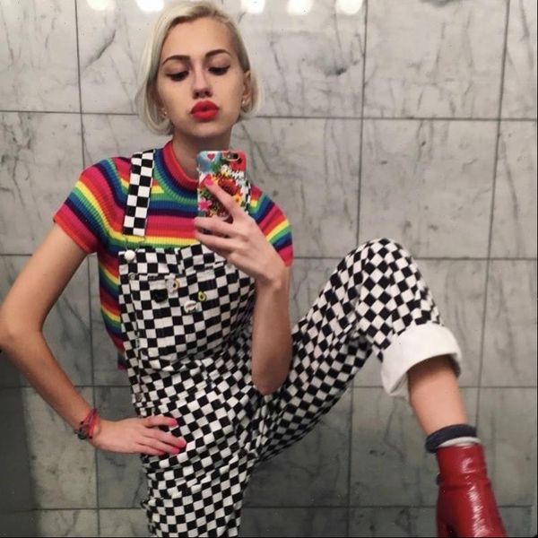 

suspender trousers women jumpsuits checkboard overalls checkered fashion long street harajuku jumpsuit s xxxl drop good quality, Black;white