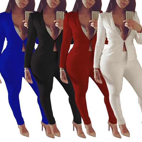

women's suits & blazers fashion business pant set blazer women two piece, White;black