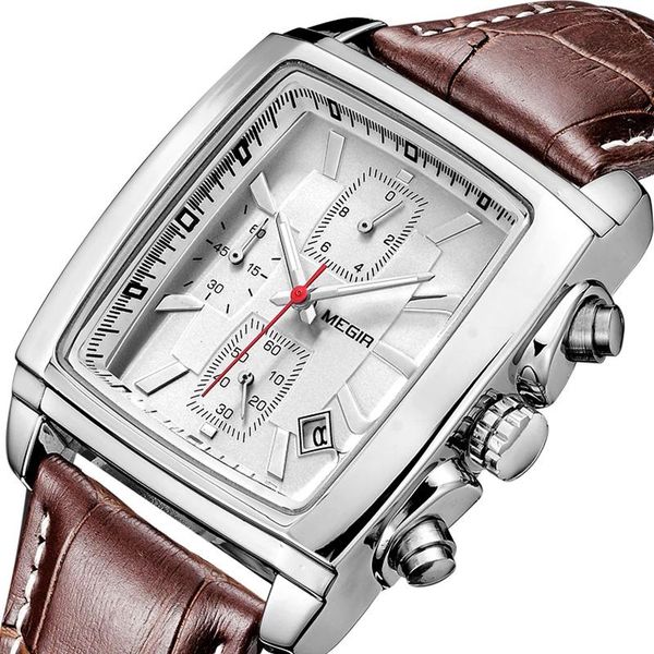 

wristwatches original watch men rectangle dial leather strap quartz military watches man wristwatch montre, Slivery;brown