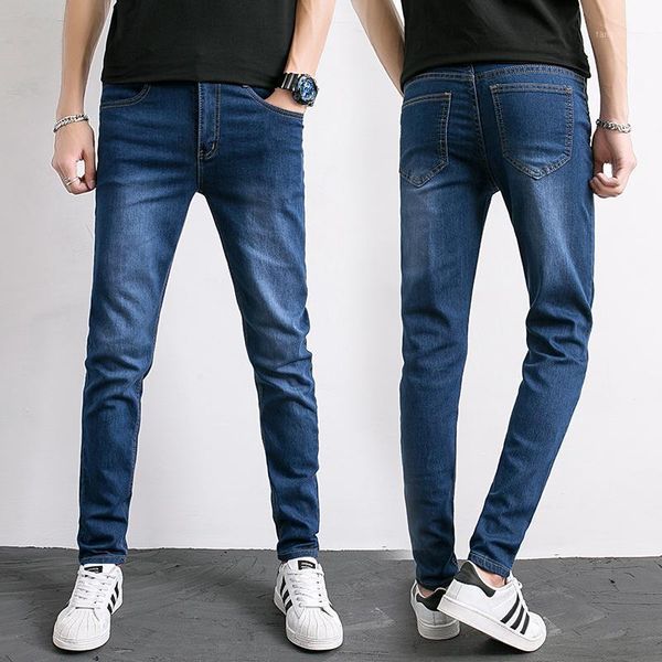 

men's jeans good quality 6 colors skinny men spring summer fashion cotton elastic denim pants cowboy pencil slim trousers, Blue