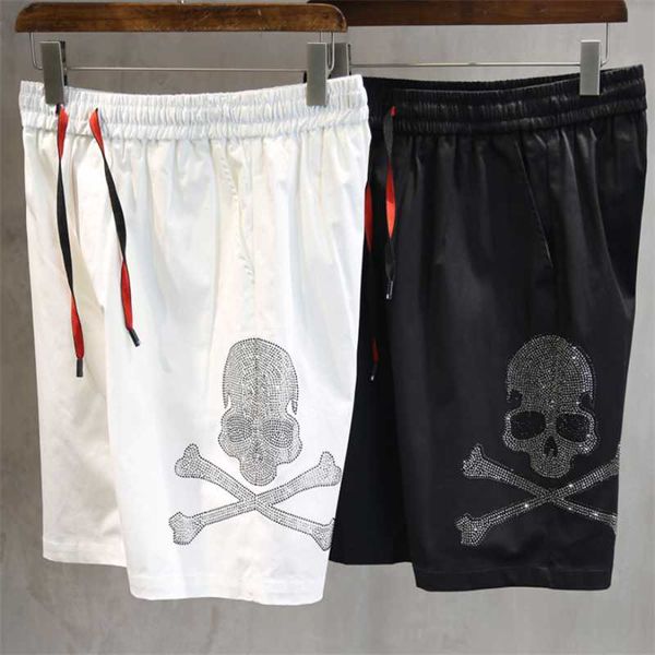 

summer personality drilling skull shorts fast dry comfortable casual beach men's, White;black