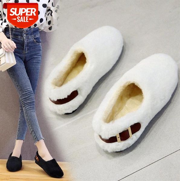

soft-soled plush shoes, warm peasy all-match plus velvet women's shoes #i462