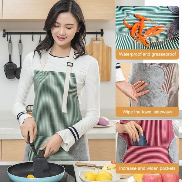 

aprons hand-wiping kitchen household cooking apron men women oil-proof waterproof waist fashion coffee overalls wipe hand