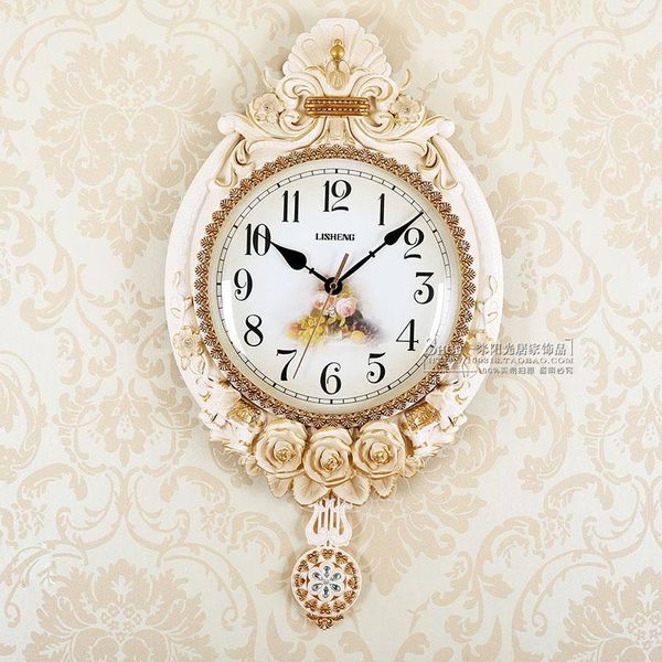 Orologi da parete Grande orologio semplice Pendolo in stile europeo Soggiorno Cucina silenziosa Decorazioni per la casa vintage Horloge Murale JJ60WC