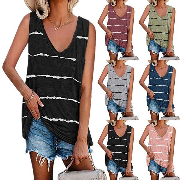 

women's tanks & camis loose t-shirts women jumper sleeveless tank v-neck woman pullovers female fashion stripe oversize cloth undershi, White